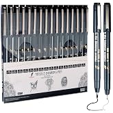 MAIKEDEPOT 16 Pack Micro Fineliner Drawing Pens - Waterproof Black Ink, Assorted Tip Sizes for Sketching, Manga, Anime, Comic