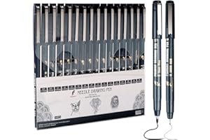 MAIKEDEPOT Micro Fineliner Drawing Art Pens Calligraphy Pens for Artist Drawing Supplies, 16 Set Waterproof Black Ink Pens for Sketching,Outline,Stippling