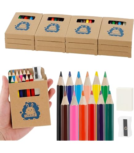 Svalor Lot de 5 mini crayons de couleur pour enfants avec 6 crayons de couleur pour enfants, pour dessin, croquis et coloriage