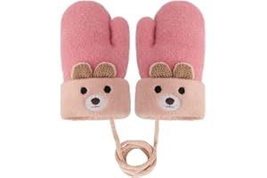 Holiberty Toddler Kids Warm Winter Gloves Cute Infant Baby Boys Girls Thick Fleece Lined Full Finger Ski Snow Gloves Mittens