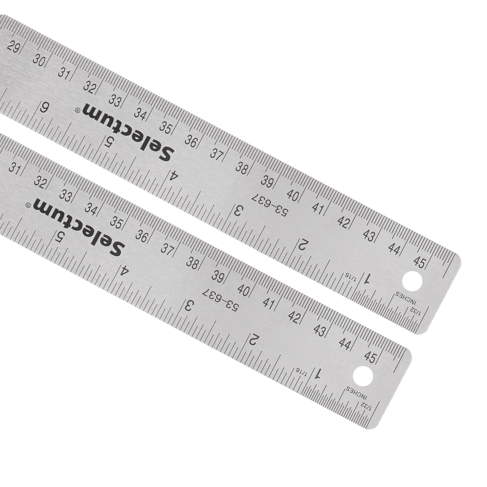 Kozelo 2pcs Stainless Steel Ruler - [45cm/18 Inch] Double-Scale Metal Measuring Tools with Non-Skid Backing for Architectural Design Use