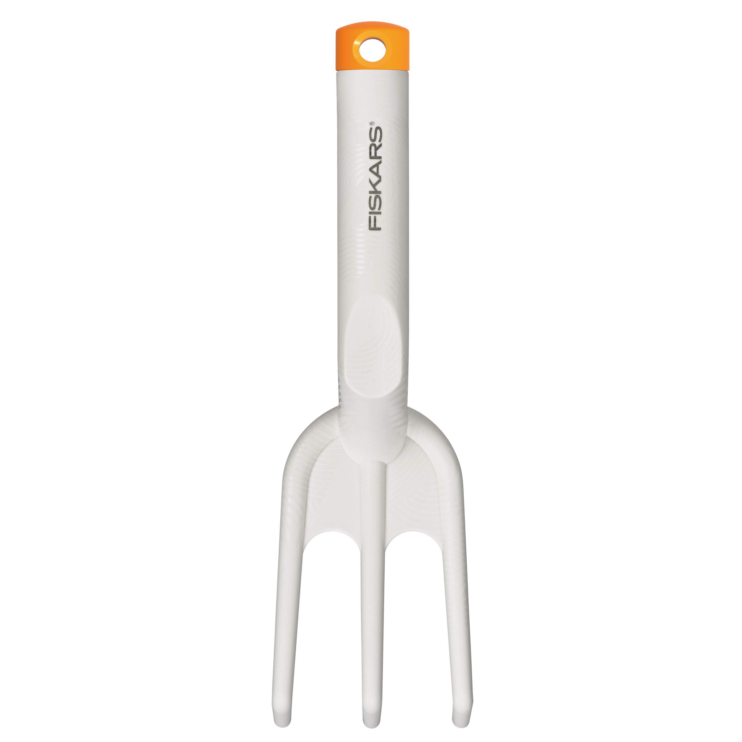 Fiskars Flower rake with 3 teeth, Length: 26.3 cm, White/Orange, FiberComp/Steel, Light, 1027034