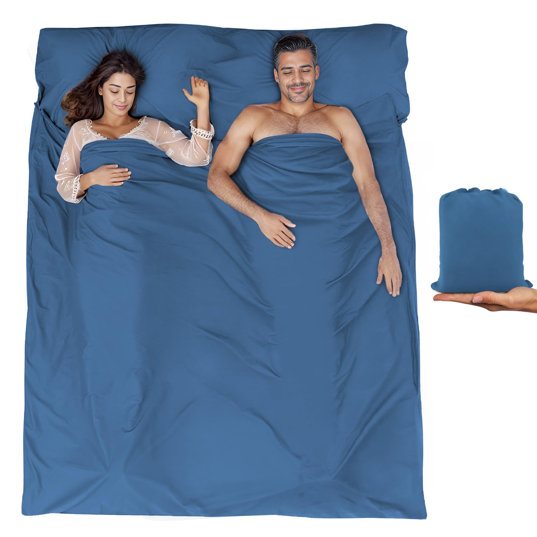 BREENHILL Double Sleeping Bag Liner,Camping Sheets & Travel Sheet, Hostels & Traveling Adult Sleep Sack for Backpacking, Hotels Lightweight Camping Sleeping Bag Liners — image 1