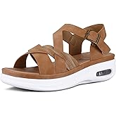 mysoft Women's Walking Sandals Comfortable Air Cushioned Support Ankle Strap Dress Sandals