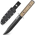 NedFoss BRAVE Fixed Blade Tactical Knife, 6.8" D2 Steel Blade Full Tang Hunting Knife with Kydex Sheath, Desert G10 Handle, Perfect Camping, Survival, Outdoor knife, Hunting Gifts for Men Women