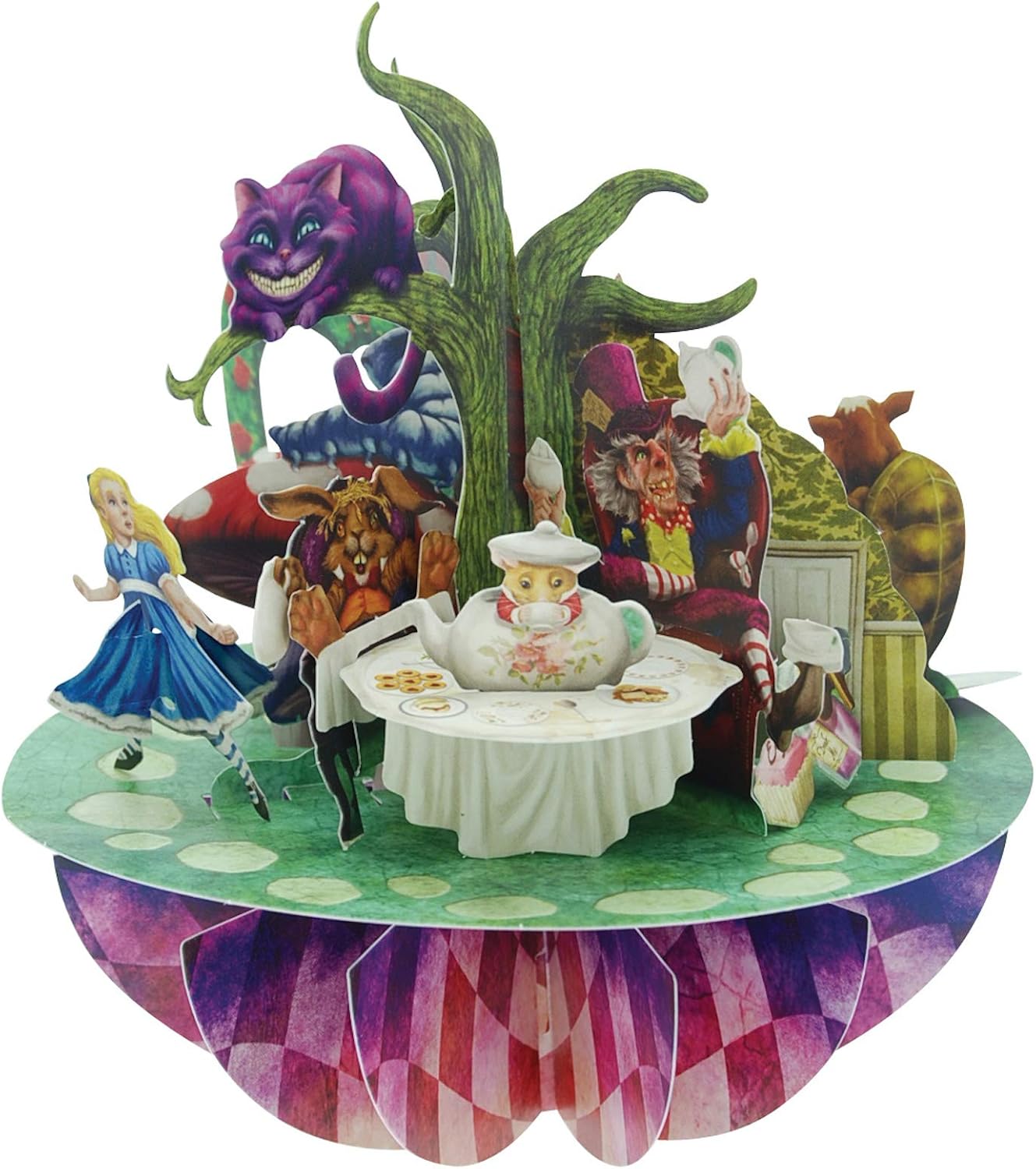 SANTORO Pirouette, 3D Pop Up Greeting Card - Alice In Wonderland - for Her for Kids Birthday, Party, black|white, 13 cm x 16 cm