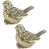 ALHBEJT Brass Golden Bird Figurines Small Birds Statues Vintage Brass Bird Statue Retro Figurine Home Decor Ornaments for Living Room, Bedroom, Office Desktop, Cabinets (2Pcs Sparrow)