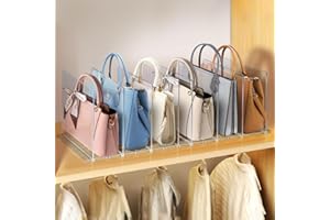 SHTALHST 2 Sets Adjustable Purse Organizer for Closet, Clear Handbag Storage Organizer, Acrylic Shelf Divider for Closet, Keep Purses upright, Bookshelf Separator Dividers in Bedroom Office
