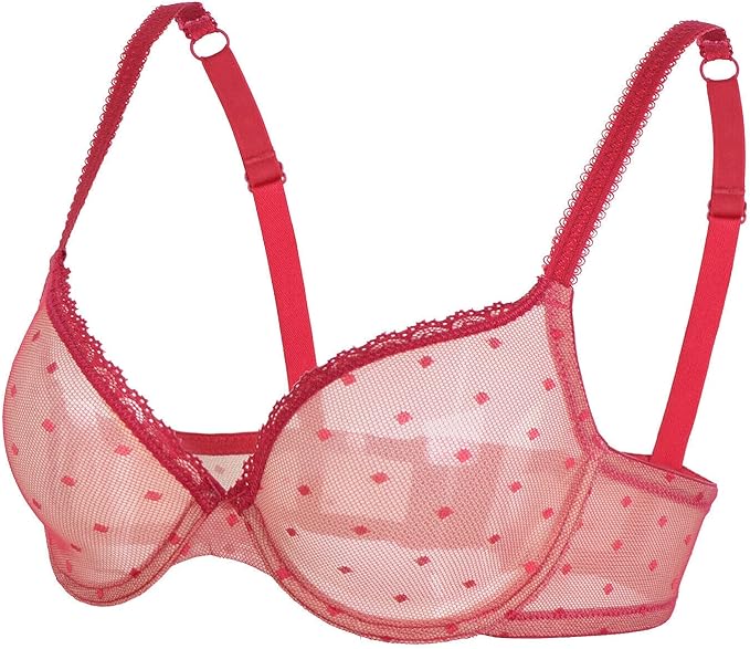 Plusexy Unlined Sheer Demi Underwire Bra Non Padded Mesh Plus Size See