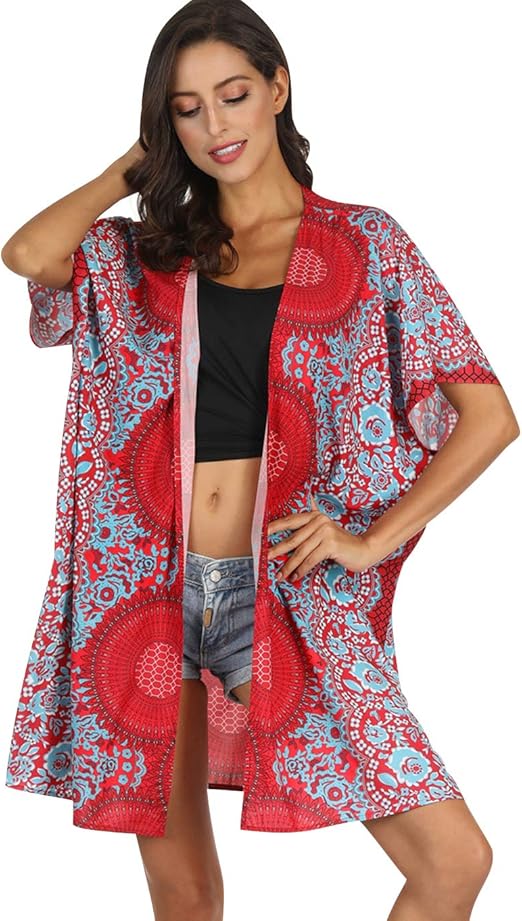 Veste Kimono Cardigan Fleuri Cardigan Femme, Fluide Gilet ...