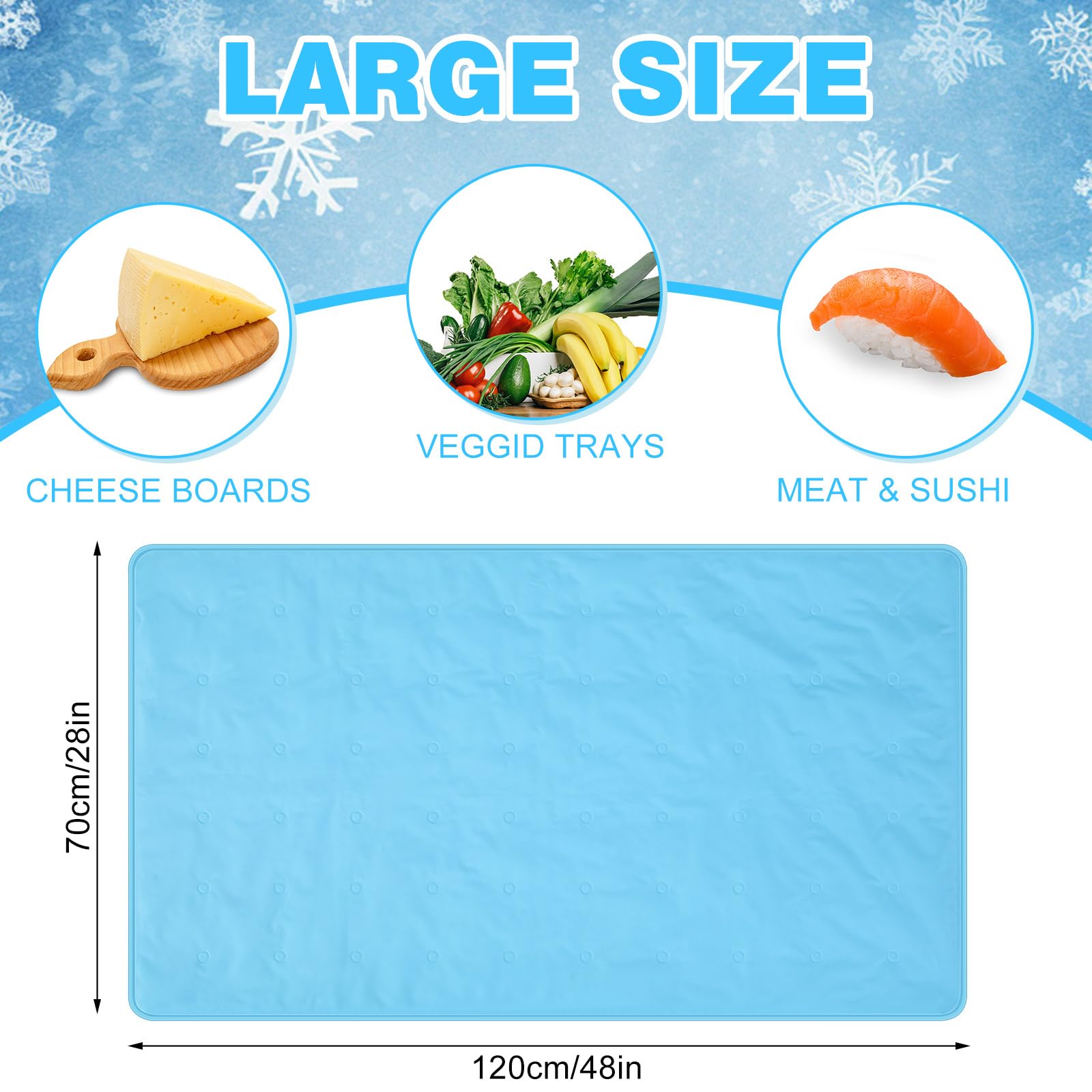 Condition photo showing New/Like New for singhoow 48 x 28'' large freezable ice mat for food trays, reusable food cooling gel mat for buffet,