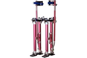 Drywall Stilts - 18-30-inch Aluminum Spring Loaded Stilts with A Locking Heel Strap for Construction, Painting, and Finishing by Pentagon Tools (Red)