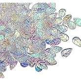UUYYEO 100 Pcs 11 x 18mm Czech Glass Leaf Beads Leaf Shape Crystal Charms Pendants Jewelry Making Beads Charms for Bracelets Necklace Earring AB Color