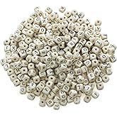 BetterJonny Natural Square Wooden Beads - 600pcs Alphabet Letter Beads for Jewelry Making and DIY Projects (10mm)