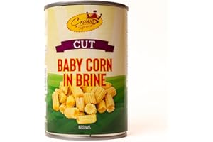 Crown Supreme Baby Corn Cut (1 x 410g) – Nutritious, Pre-Cut, Ready to Use, Product of Thailand