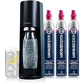 SodaStream Terra Sparkling Water Maker Bundle in Black - includes 3-Pack CO2 and Carbonating Bottle