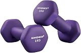 SONGMICS Dumbbells Set of 2 1 kg Hex Neoprene Coated Purple SYL902P02