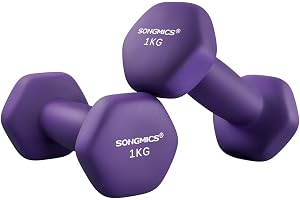 SONGMICS Conjunto de 2 Halteres Hexagonais, 2 x 1 kg | Pesos de Mão, com Revestimento de Neoprene, Exercício de Treino em Cas