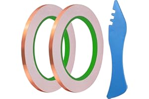 YEZHET 7/32Inch Copper Foil Tape 2 Pack with Double-Sided Conductive, for Stained Glass, Electrical Repairs, Paper Circuits, Crafting