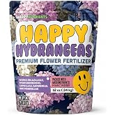 Happy Hydrangeas Fertilizer by Happy Nutrients - Premium 7-3-3 Powder with Micronutrients &amp; Humic - Ideal for Hydrangeas, Azaleas, Rhododendrons, Camellias, Gardenias, and Magnolias - 12 oz