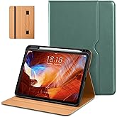 DTTO for iPad Pro 11 inch Case (M5/M4) 2025/2024, Premium Leather Business Folio Stand Cover with Pencil Holder - Auto Wake/Sleep and Multiple Viewing Angles, Midnight Green