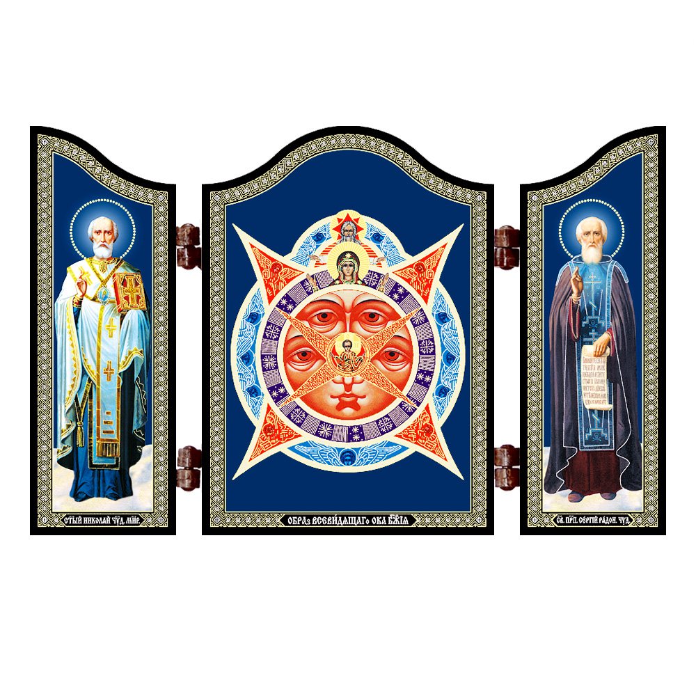 NKlaus 1404 GM All-seeing Eye of God Christian Icon Triptych Vsevidjashhee Oko