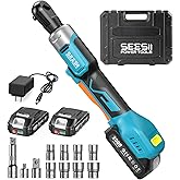 SEESII 21V Cordless Ratchet Wrench, 60 ft-lbs Electric Ratchet 3/8", Variable Speed Power Ratchet, 2X2.0Ah Li-Ion Batteries a