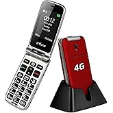 4G Foldable Mobile Phone for Seniors with SOS Button, Flip Phone for Elderly, Unlocked Senior Flip Basic Phone, with Charging