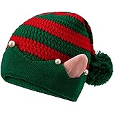 Lumadecor Christmas Beanie for Adults Santa Hat with Ears - Knitted Crochet Elf Cap Warm Xmas Party Hat Festival Costume Accessories for Women & Men