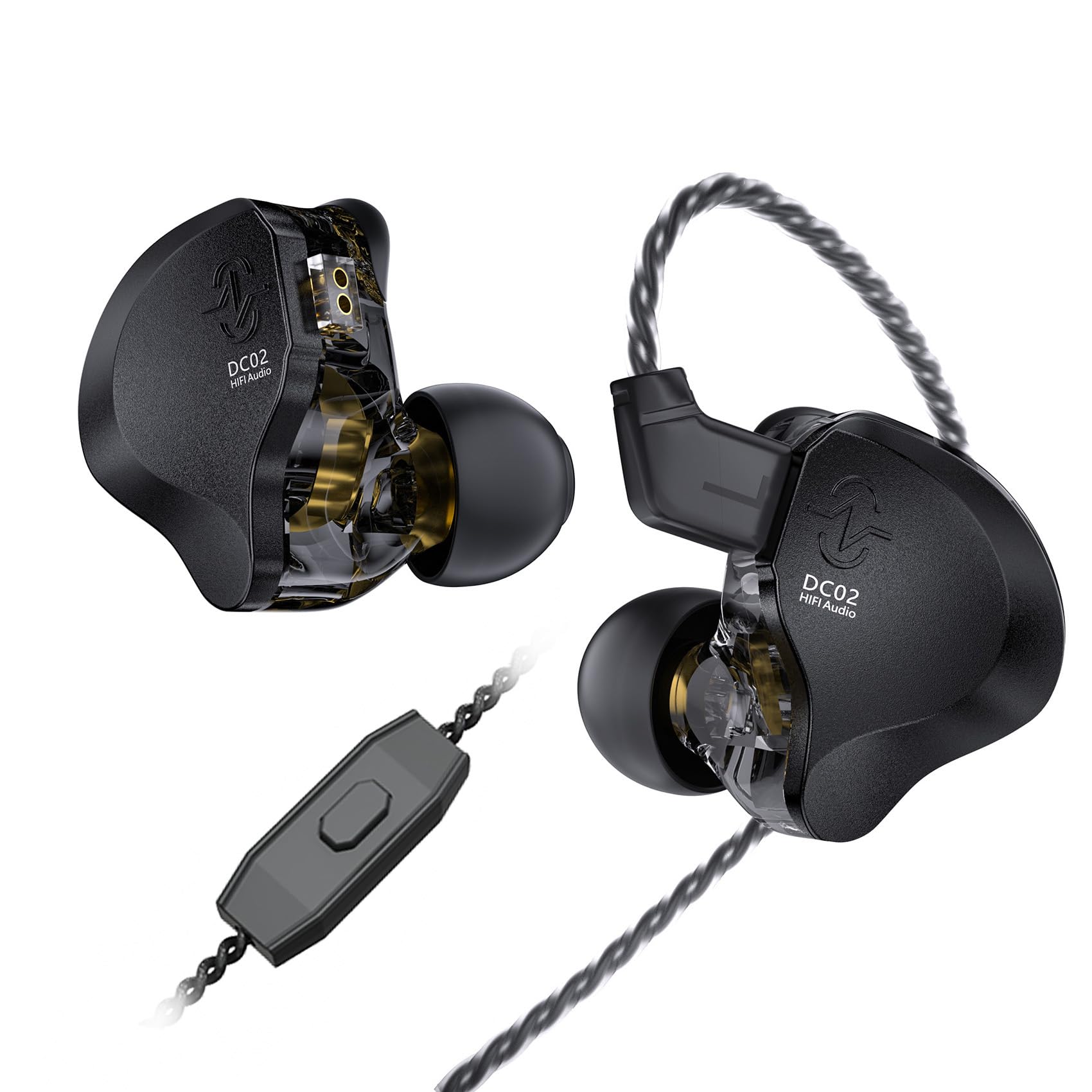 keephifi CCZ SOLO DC02 Wired Earphones,Dual Magnetic Circuit DD in ear IEM Earphones,Premium Frosted Metal Cover,PU+PET Composite Diaphragm DJ 3.5 mm Headphones for PC Gaming,Musicians,Sport