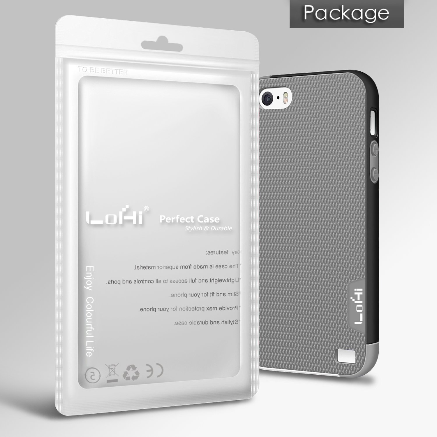 iPhone 5s / 5 / SE Case, LoHi Apple iPhone 5S Case [Dual Protection] Anti-Scratch Shockproof Bumper Case - Grey
