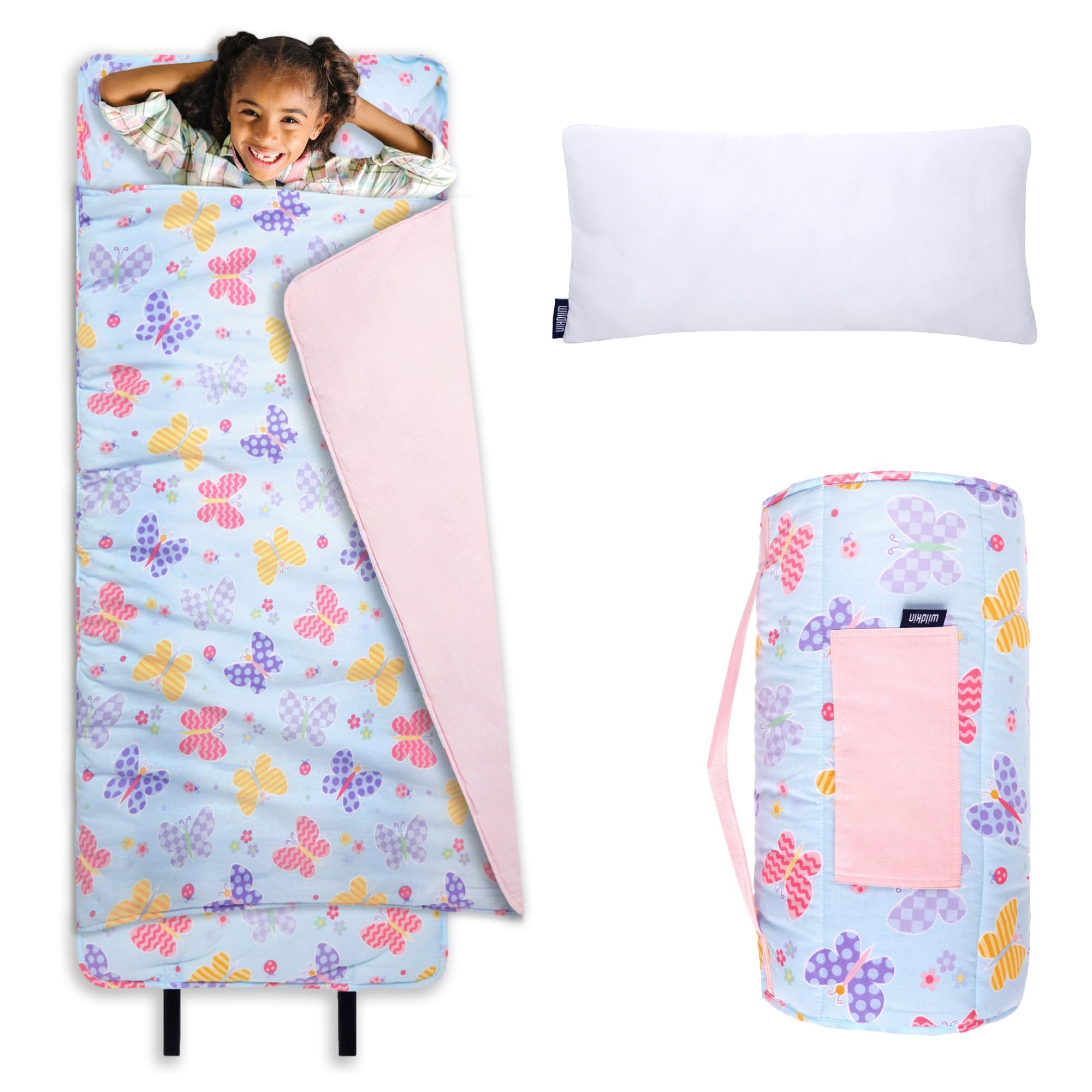 Photo 1 of Wildkin Kids Original Nap Mat – Cozy Kids Sleep Mat with Pillow, Ideal for School & Travel - Butterfly Garden
