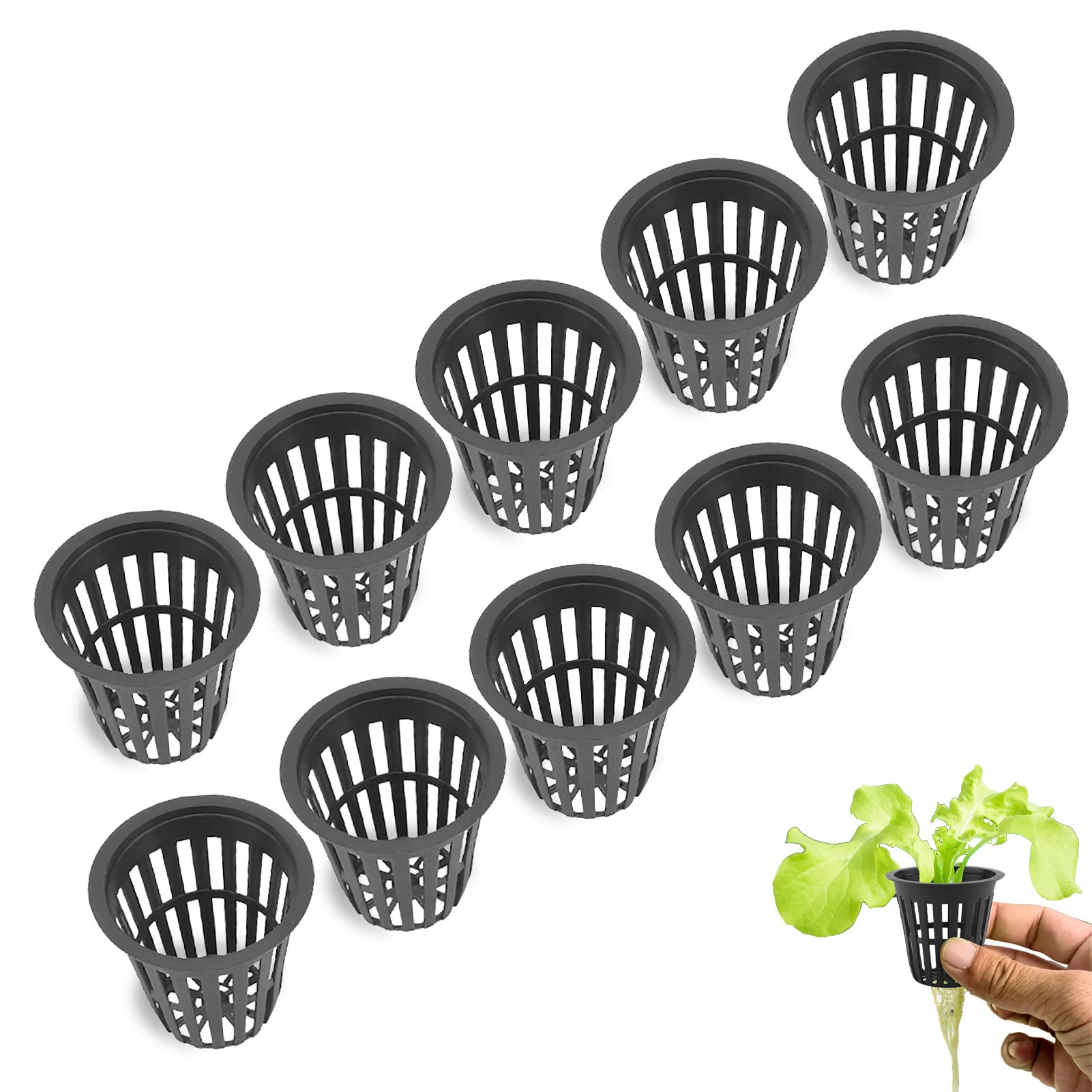 HERCHR Plant Pots,10Pcs 2 inch Orchid Pot,Plastic Plant Pots with Holes Hydroponic Net Pots Garden Planter Pot Plastic Planters for Outdoor Plants Flower Pots for Gardens Garden Net Cup Pots Basket