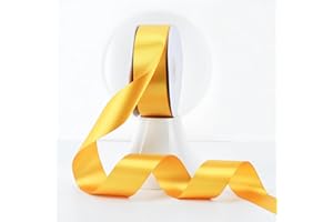 MEEDEE Yellow Satin Ribbon 1-1/2 inch Yellow Ribbon Double Faced Satin Ribbon By 50 Yards Yellow Ribbon For Christmas Tree, Thanksgiving Decorating, Wreaths Bow, Crafts, Satin Weddings, Flower Bouquet