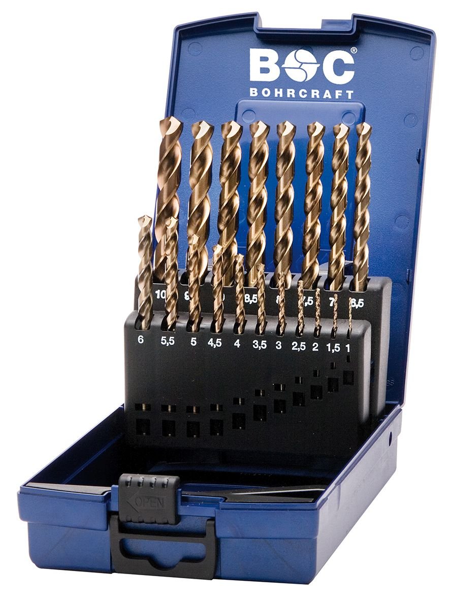 Bohrcraft 11401330019 Twist Drill Bit Set HSS-E in ABS Box KE10 / Diameter 1-10 x 0.5 mm / 19-Piece