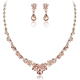 EVER FAITH Rhinestone Crystal Elegant Bridal Floral Teardrop Necklace Earrings Set