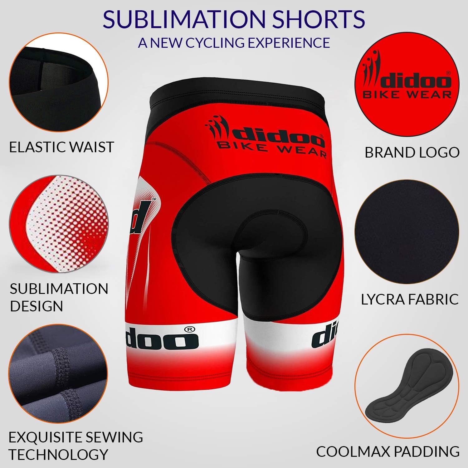 Didoo cycling shorts men Lycra Skin Tight compression padded half