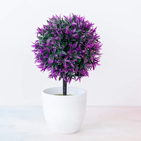 Amazon リアル フェイクグリーン 樹木 人工観葉植物 植物鉢植え 室内 庭 土なし 水やり不要 風雅 新年 敬老の日 ブライダル 誕生日 インテリア飾り お風呂 ダイニング お仏壇 黄色 紫色 高約26cm 幅約15cm 人工観葉植物 オンライン通販
