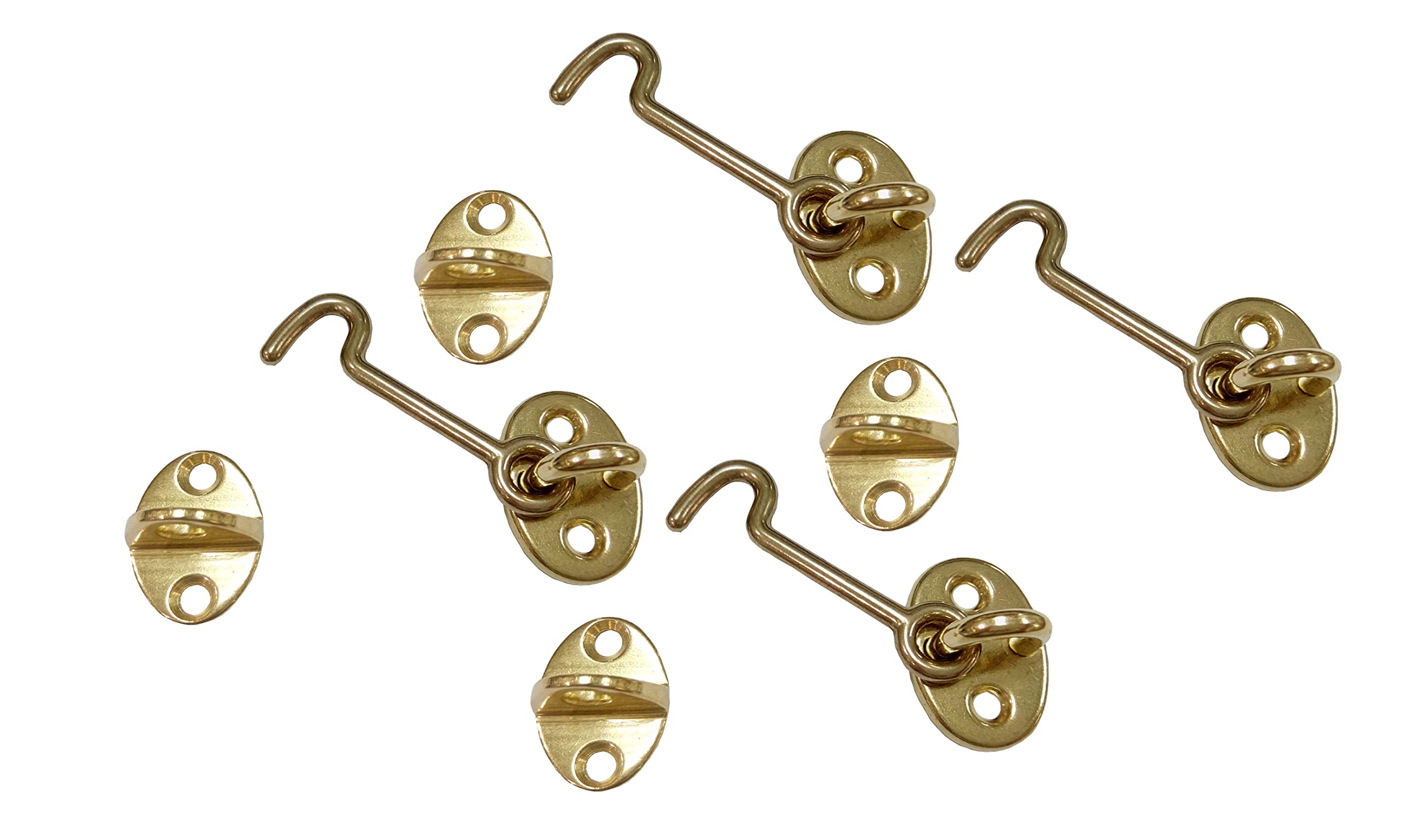 QCAA Forged Brass Cabin Hook Latch & Eye, 2-1/2", Vibrated Brass, 4 Pack