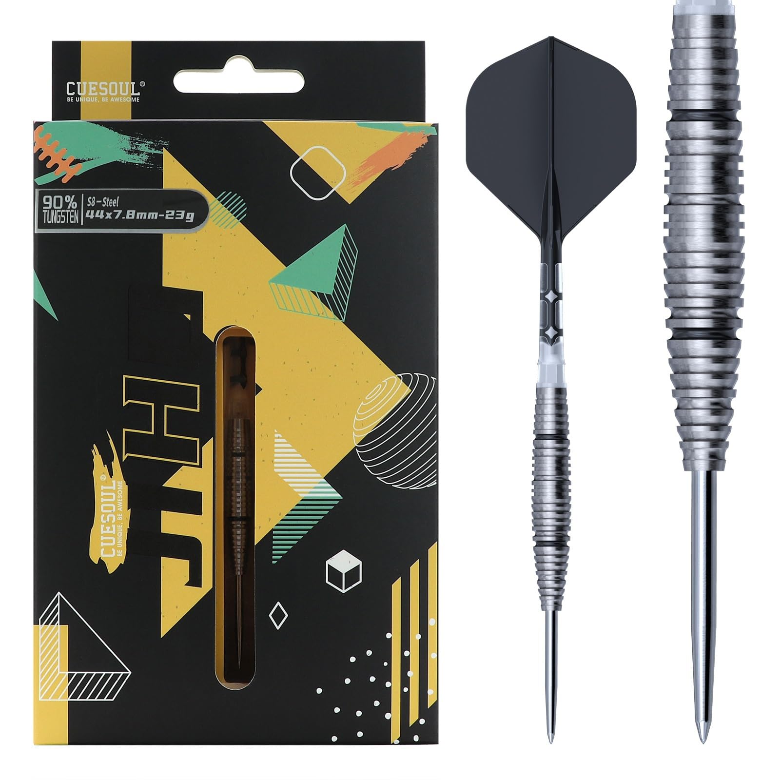 CUESOUL JIHO S8 23g Steel Tip 90% Tungsten Dart Set with Unifying ROST T19 Flight