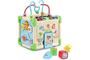 LeapFrog Touch and Learn Electronic Musical Light-Up Wooden Activity Cube Toy, Animal Themed, Ages 1 and Up