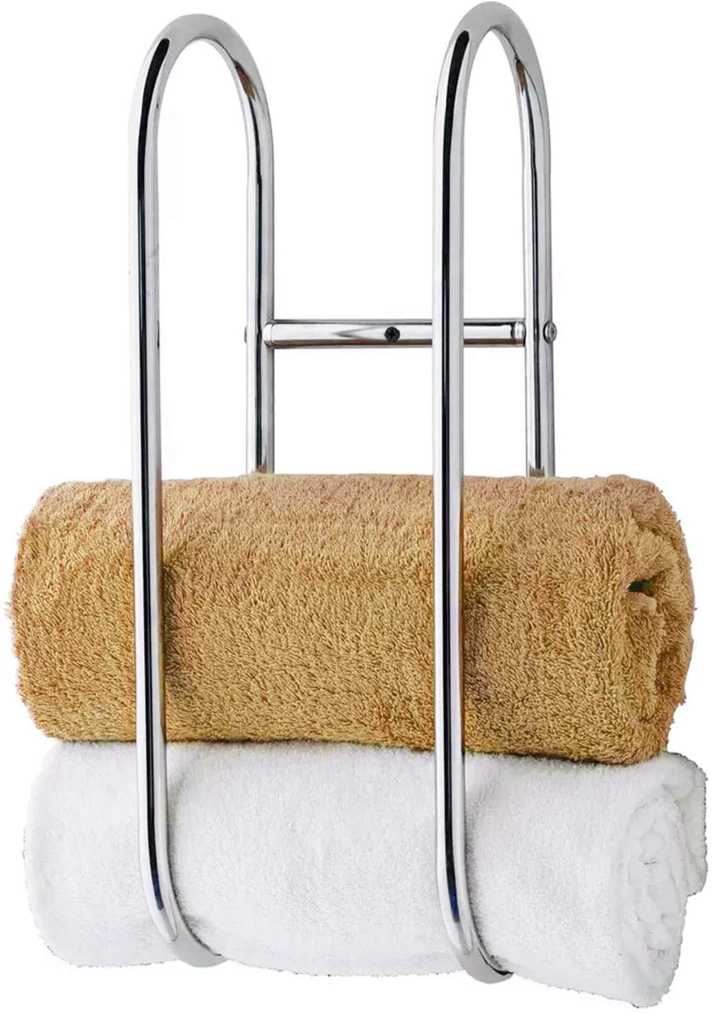 Wall Mounted Towel Rail Bathroom Storage Rail Modern Decorative Metal Wall Mount Towel Rack Organizer for Storage of Bathroom Towels Chrome/Steel