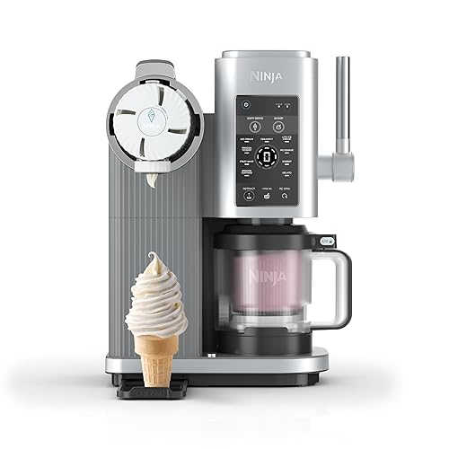 Ninja Swirl by CREAMi Soft Serve & Ice Cream Maker with 2x Tubs, 13 Functions, Makes Ice Cream, Soft Serve, Gelato, Sorbet, Milkshakes & More, Mix-In Option, Platinum Silver, NC701UK