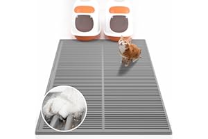 PetNova Extra Large Litter Mat: XL 45"x31" Groove Design Litter Trapping Mat Easy to Clean for Multiple-Cats - Jumbo Urineproof Cat Box Rug with Raised Edges