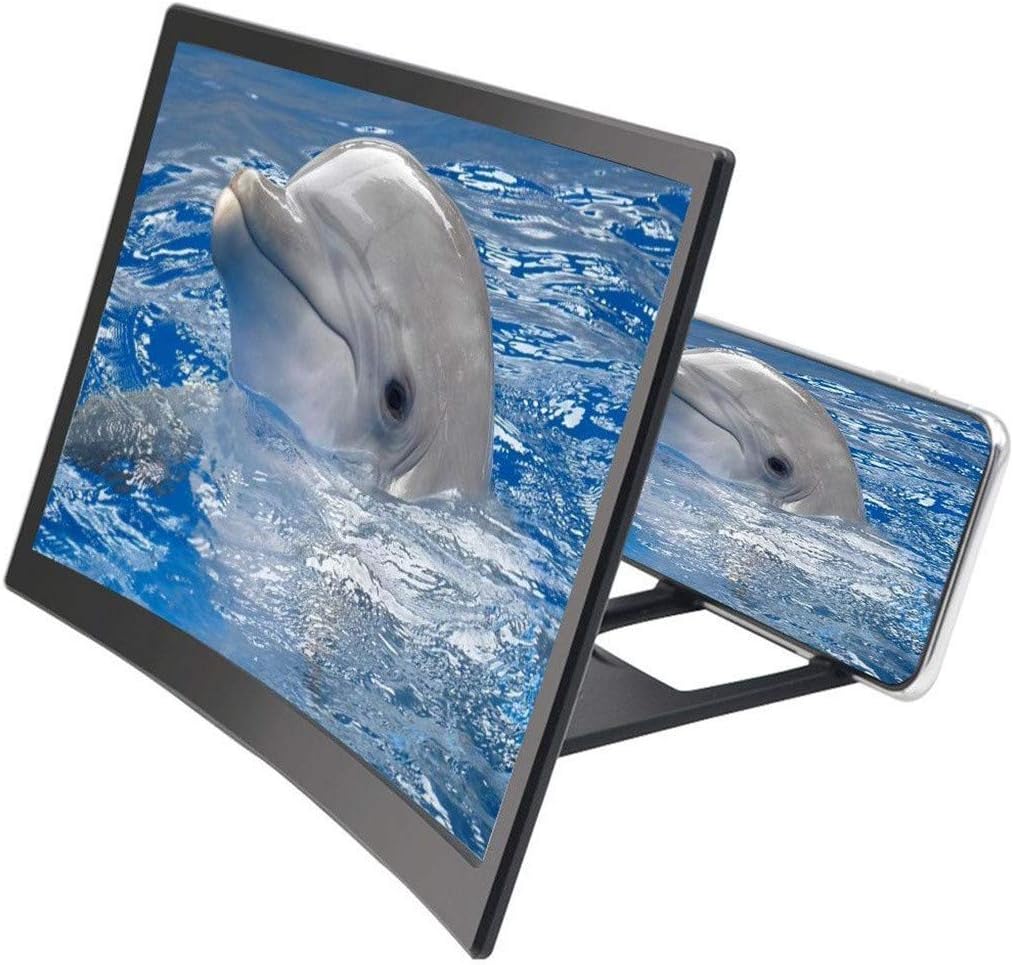 Loupe d'écran Courbe 3D HD 12 '', Kolylong Amplificateur d'écran de Téléphone Portable Support