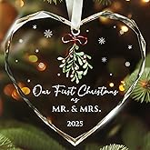 TEEBIM First Christmas Married Ornament 2025 - Mr and Mrs Gifts - Wedding Gifts for Couples, Newlyweds, Bride, Future Mr and Mrs - Married Bridal Shower Gift Ideas - Glass Wedding Ornament 2025