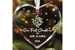 TEEBIM First Christmas Married Ornament 2025 - Mr and Mrs Gifts - Wedding Gifts for Couples, Newlyweds, Bride, Future Mr and Mrs - Married Bridal Shower Gift Ideas - Glass Wedding Ornament 2025