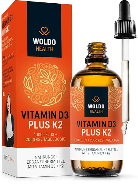 Vitamin D3+K2 Tropfen hochdosiert Vegetarisch – 20µg K-2 Vitamin 99,7% MK7 All-Trans & 1.000I.E D-3 pro Tropfen 50ml laborgep