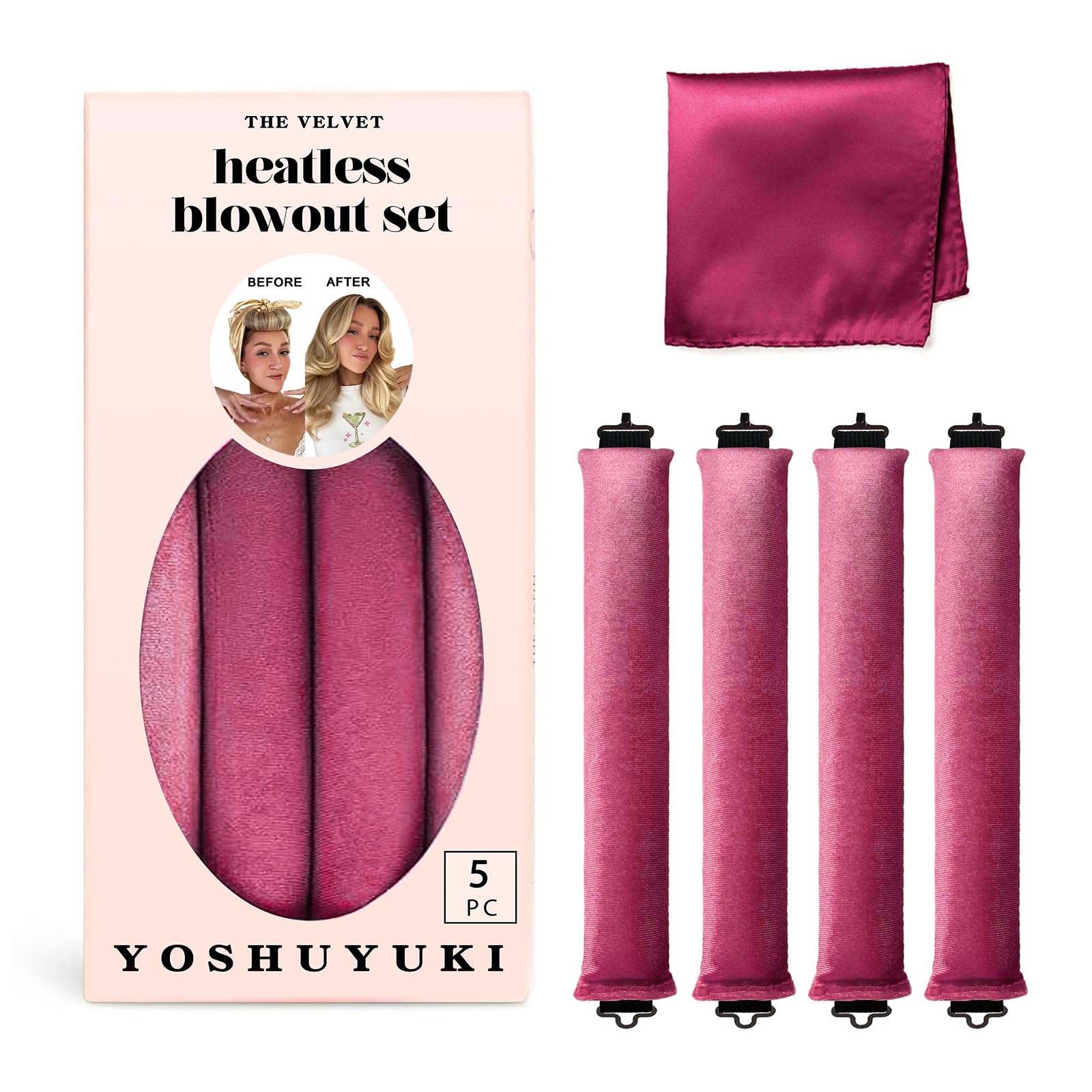 Photo 1 of YOSHUYUKI Grande Heatless Curls Overnight Rods No Heat Hair Curlers to Sleep Jumbo Foam Large Hair Rollers for Long Short Hair Heatless Curling Rod Set with Satin Wrap for Sleeping Sonic