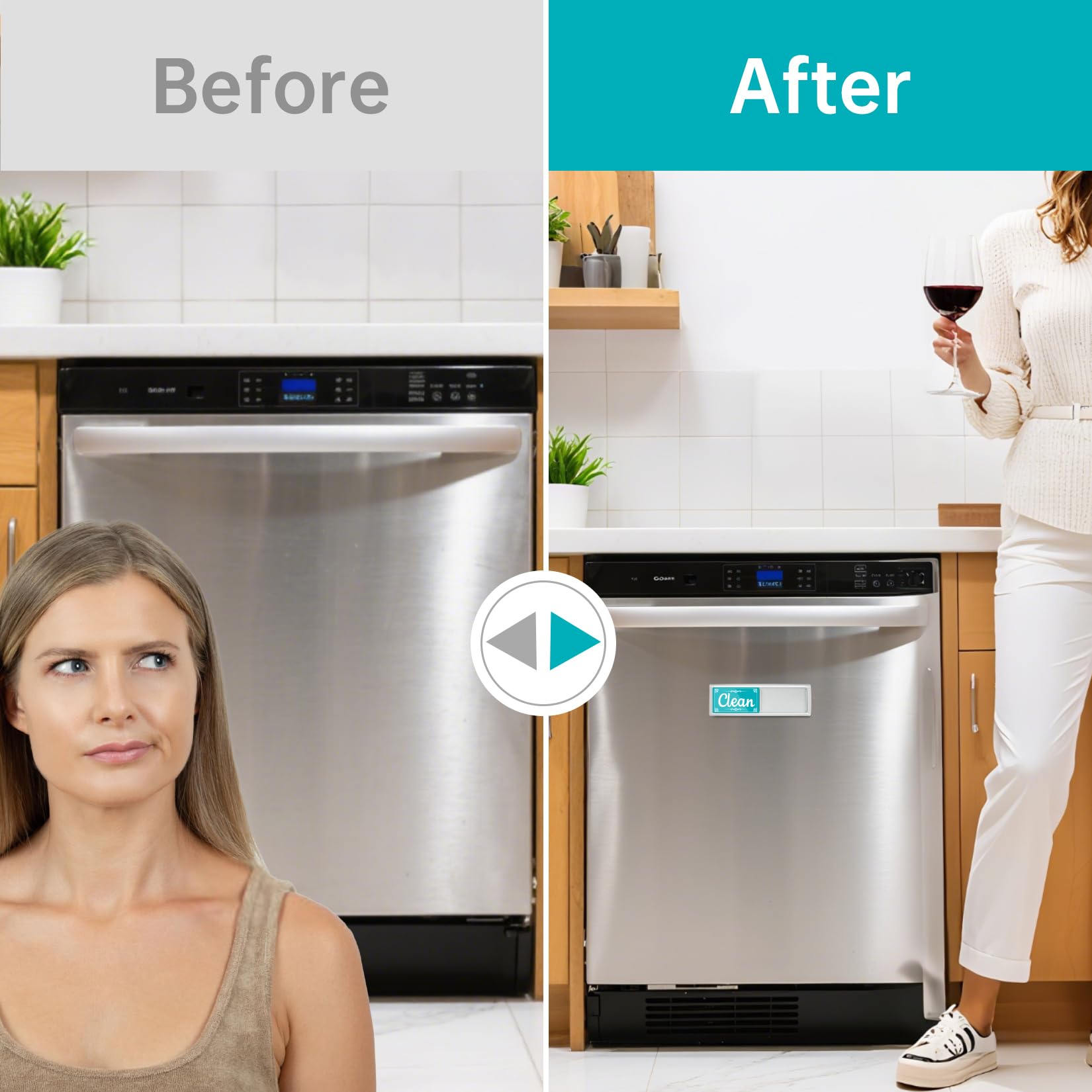 Dishwasher Magnet Clean Dirty Sign, Green & Blue Clean Dirty Magnet For Dishwasher, Refrigerator, Kitchen Signs,Kitchen Decor And Accessories